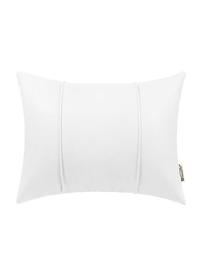 BRAWARM White Leather Throw Pillow Covers 12 X 20 Inches - Faux Leather Lumbar Pillow Cover with Piping, Hand Stitched Leather Throw Pillow for Couch Sofa Bed Living Room Home Decorative - Image 1